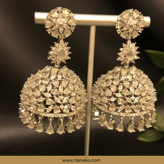 NO TIKA American Diamond Style Earring & Tikka Set - Silver/White
