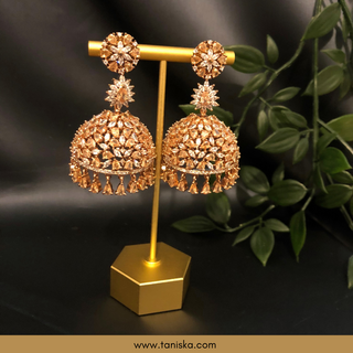 American Diamond Style Earring & Tikka Set - Rose Gold