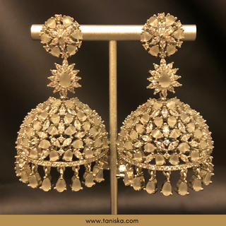 NO TIKA American Diamond Style Earring & Tikka Set - Silver/White
