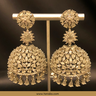 NO TIKA American Diamond Style Earring & Tikka Set - Silver/White