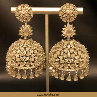 NO TIKA American Diamond Style Earring & Tikka Set - Silver/White