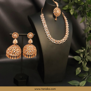 American Diamond Style Necklace Set - Rose Gold - Necklace Set