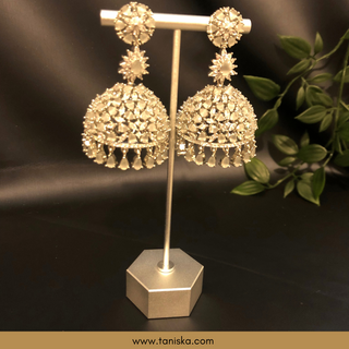 NO TIKA American Diamond Style Earring & Tikka Set - Silver/White