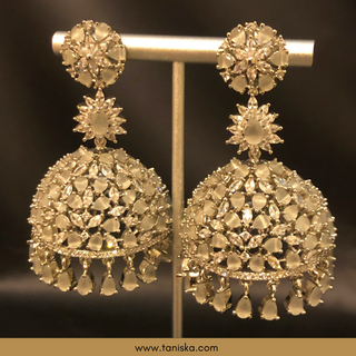 NO TIKA American Diamond Style Earring & Tikka Set - Silver/White