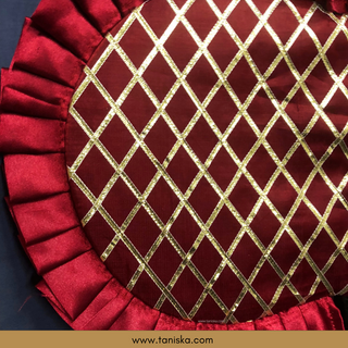 Punjabi Pakhi with Golden-Maroon Decorated Patterns (Hand-Fan - Single Piece) - Decorative Hand Fan