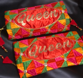 'Queen' Bridal Choora Covers – Luxury Phulkari Embroidered Bangle Sleeves for Brides
