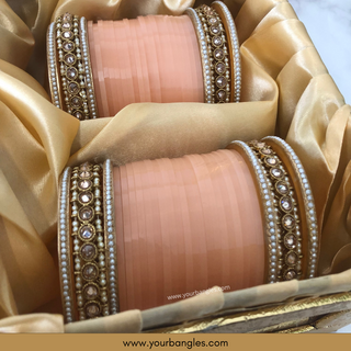 Peach Bridal Choora / Bangles Set - Bridal Chura