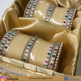 NIKKI Ivory Dotted Traditional Kundan Bridal Chura