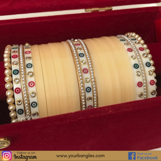 NIKKI Ivory Dotted Traditional Kundan Bridal Chura