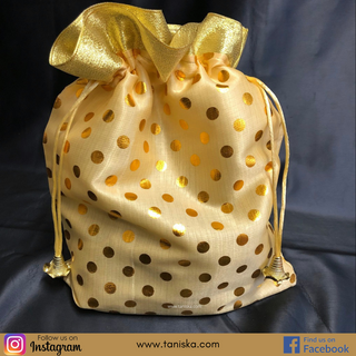 Decorative Drawstring Gift Bag (Gold/Red) - Buy 3 Get 1 Free - Luxury Gift Bags