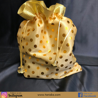Decorative Drawstring Gift Bag (Gold/Red) - Buy 3 Get 1 Free - Luxury Gift Bags
