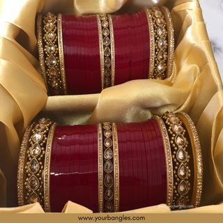 Red Bridal Choora / Bangles Set - Bridal Chura