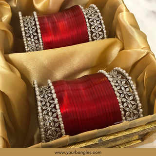 Red Ombre Bridal Choora / Bangles Set