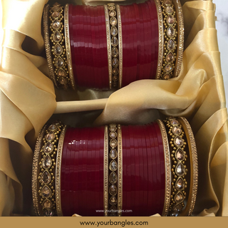 Red Bridal Choora / Bangles Set - 2.8-2.10 - Bridal Chura