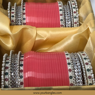Gajri Pink Bridal Choora / Bangles Set - Bridal Chura
