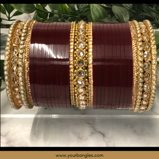 Maroon Bridal Choora / Bangles Set - 2.4-2.6 - Bridal Chura