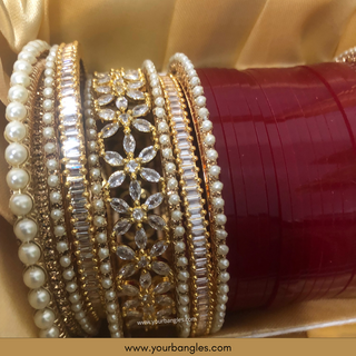 Deep Red/Maroon Toned Bridal Choora / Bangles Set - Bridal Chura