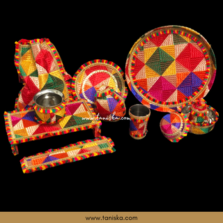 Mayian Fatti Full Set - Phulkari Design - Matching Jaggo Can Be Ordered! - Mayian / Haldi Set