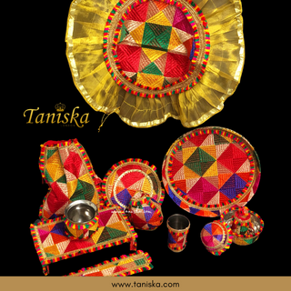 Mayian Fatti Full Set - Phulkari Design - Matching Jaggo Can Be Ordered! - Mayian / Haldi Set