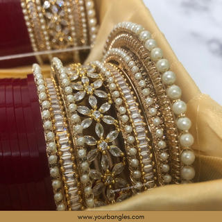 Deep Red/Maroon Toned Bridal Choora / Bangles Set - Bridal Chura