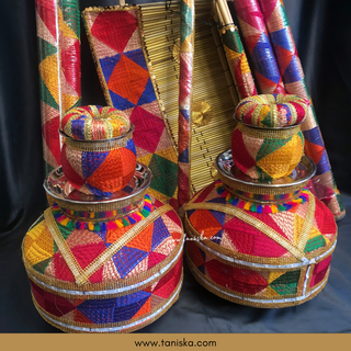 PRE-ORDER - Meenakari Peacock Mayian Fatti Full Set & KAZ Phulkari LED Jaggo Set - JESS COMBO DEAL - Available for