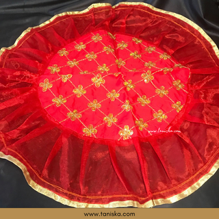 1 Red Multi-Purpose DORI RUMAL (Gift Bag Thaal Cover Potli Bag - Perfect for: Indian Wedding Shagan Ceremony Chunni
