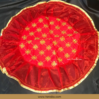 1 Red Multi-Purpose DORI RUMAL (Gift Bag Thaal Cover Potli Bag - Perfect for: Indian Wedding Shagan Ceremony Chunni
