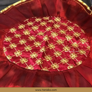 1 Maroon Multi-Purpose DORI RUMAL (Gift Bag Thaal Cover Potli Bag - Perfect for: Indian Wedding Shagan Ceremony Chunni