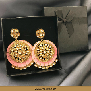 MISHCA Meenakari Earrings - Baby Pink