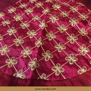 1 Maroon Multi-Purpose DORI RUMAL (Gift Bag Thaal Cover Potli Bag - Perfect for: Indian Wedding Shagan Ceremony Chunni