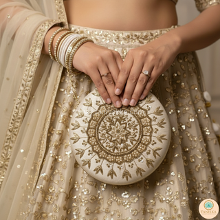 The Pure White Mandala Clutch Bag