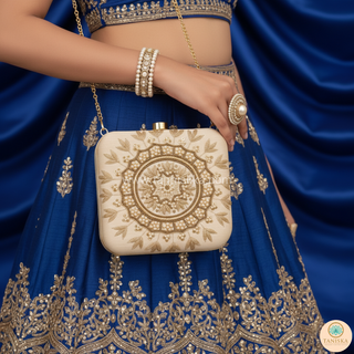 The Ivory Square Mandala Clutch Bag