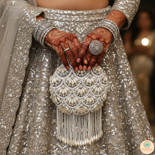 The Silver Pearl Cascade Clutch Bag