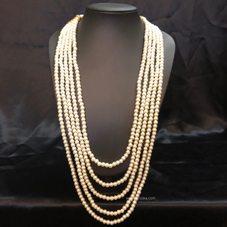 Pearl White 5 Layered Mens / Groom Mala - Mens Bridal Mala