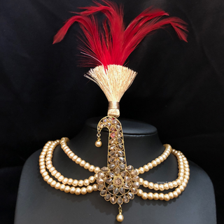 The Dynasty Sun-Drop | Handcrafted Kundan Kalgi - Mens Bridal Kalgi