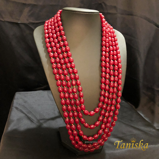 The Maharaja’s Ruby | Layered Crimson & Gold Mala - Mens Bridal Mala