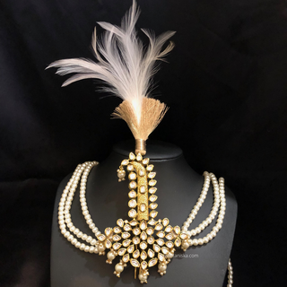The Grand Vizier | Ornate Kundan & Ivory Plume Kalgi - Mens Bridal Kalgi