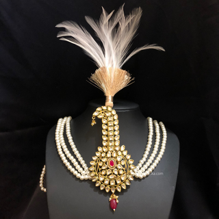 The Emperor’s Emerald | Ornate Kundan Kalgi - Mens Bridal Kalgi