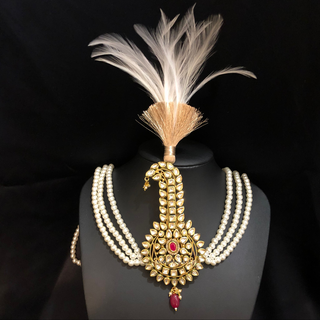 The Emperor’s Emerald | Ornate Kundan Kalgi - Mens Bridal Kalgi