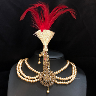 The Dynasty Sun-Drop | Handcrafted Kundan Kalgi - Mens Bridal Kalgi