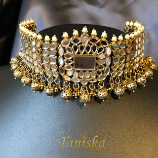 HARLEEN Golden Glass Necklace Set - Necklace Set