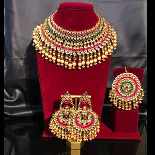 MISHCA Traditional Multi Pachi-Kundan Necklace Set - Necklace Set