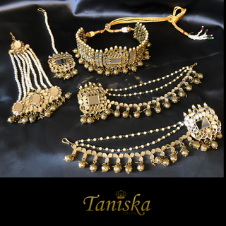 HARLEEN Golden Glass Necklace Set - Necklace Set