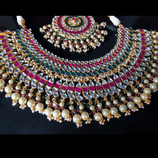 MISHCA Traditional Multi Pachi-Kundan Necklace Set - Necklace Set