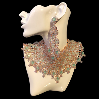JULIET Cubic Zirconia Mint Necklace Set - Necklace Set