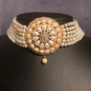 KIMBERLY Pearl White Choker Set - Necklace Set