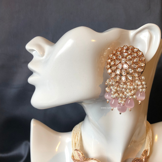 ARSHPREET Baby Pink Uncut-Kundan Necklace/Choker Set - Necklace Set