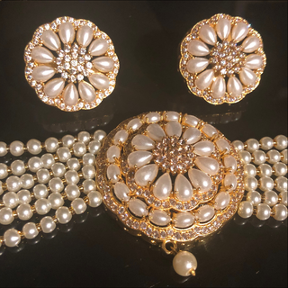 KIMBERLY Pearl White Choker Set - Necklace Set