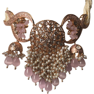ARSHPREET Baby Pink Uncut-Kundan Necklace/Choker Set - Necklace Set
