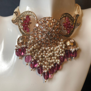 ARSHPREET Ruby Uncut-Kundan Necklace/Choker Set - Necklace Set